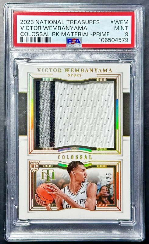 2023-24 National Treasures VICTOR WEMBANYAMA #18/25 Colossal Rookie Patch PSA 9