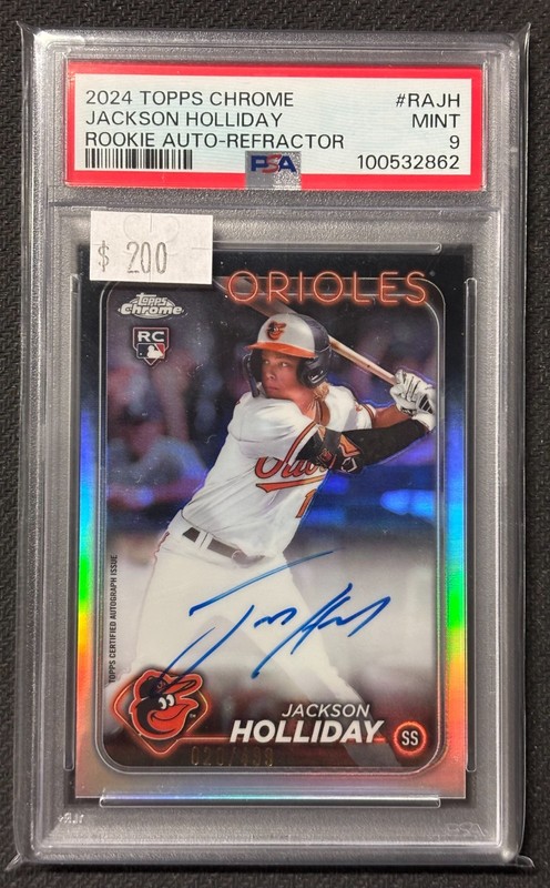 2024 Topps Chrome PSA 9 Jackson Holliday REFRACTOR ROOKIE AUTOGRAPH AUTO /499
