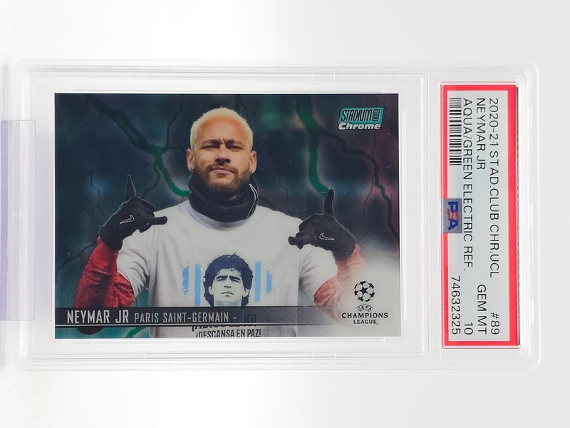 NEYMAR JR 2020-21 STADIUM CLUB CHROME UCL AQUA GREEN ELECTRIC /150 PSA 10 Q5944