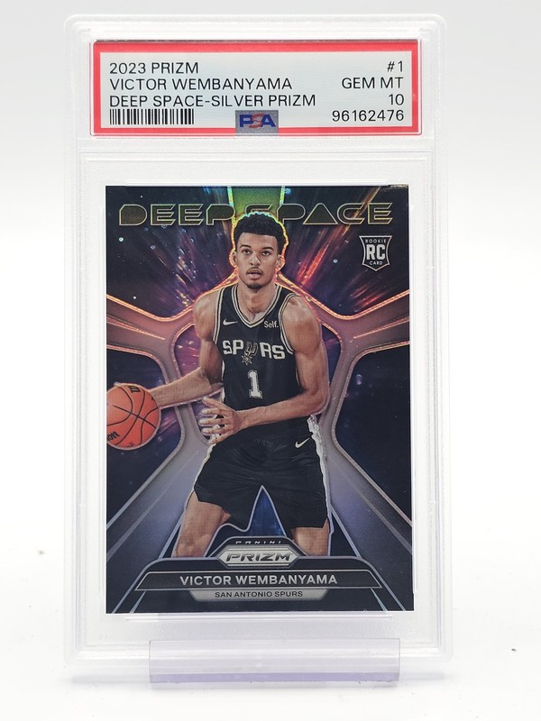 VICTOR WEMBANYAMA 2023-24 PRIZM DEEP SPACE SILVER ROOKIE #1 PSA 10 Q3442