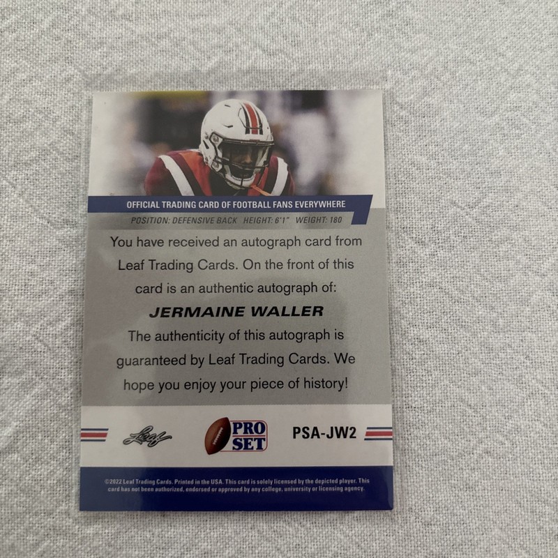 2022 Leaf Pro Set Jermaine Waller Rookie Gold Auto #PSA-JW2 VIRGINIA TECH CARD view 2