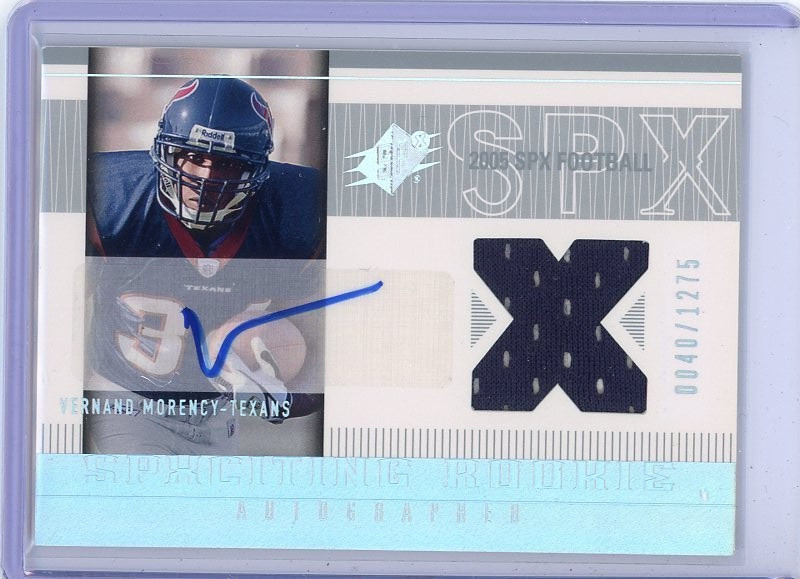 2005 UD SPX Vernand Morency RPA Rookie Patch Auto /1275 Houston Texans T1 view 1