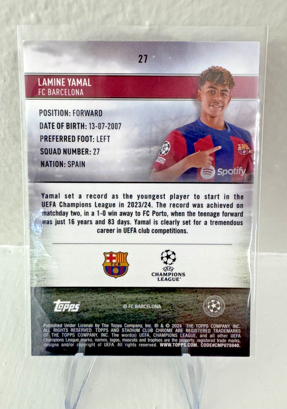Lamine Yamal 2024 Stadium Club Chrome Rookie #27 FC Barcelona view 2