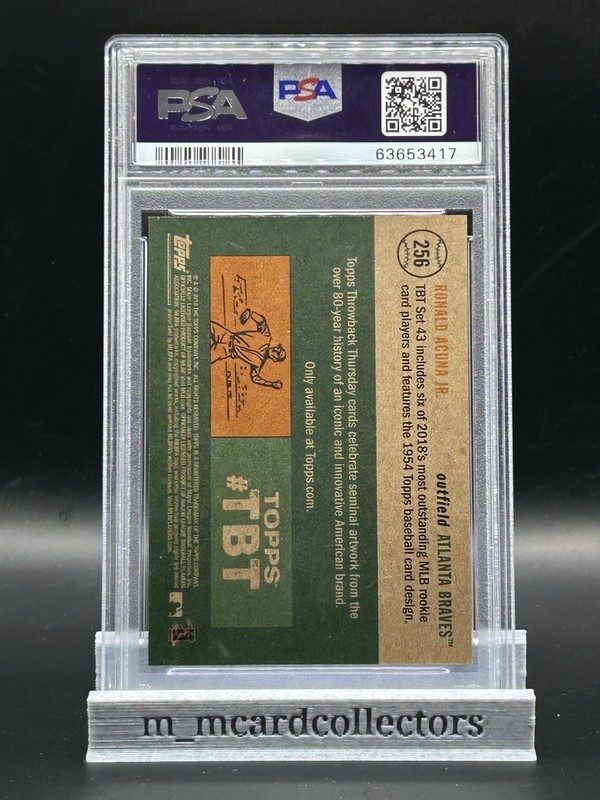 Ronald Acuna Jr. Rookie 2018 Topps Throwback Thursday #256 PSA 9 Atlanta Braves view 2