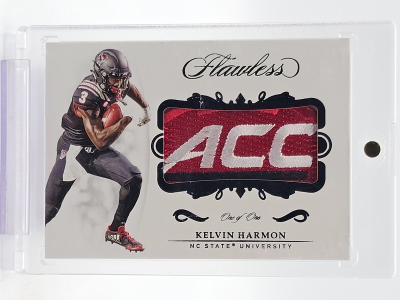 KELVIN HARMON 2019 FLAWLESS COLLEGIATE ROOKIE CONFERENCE LOGO PATCH  1/1 Q6786