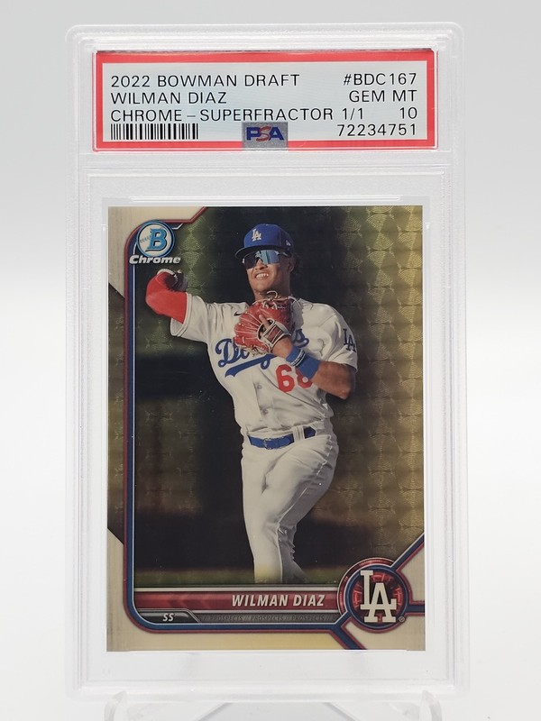 WILMAN DIAZ 2022 BOWMAN CHROME DRAFT SUPERFRACTOR 1/1 GEM MINT PSA 10 Q7267