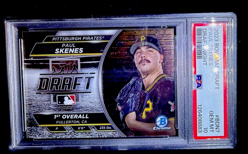 2023 Bowman Draft - Bowman Draft Night Paul Skenes #BDN-7 (RC)Psa 10 view 2