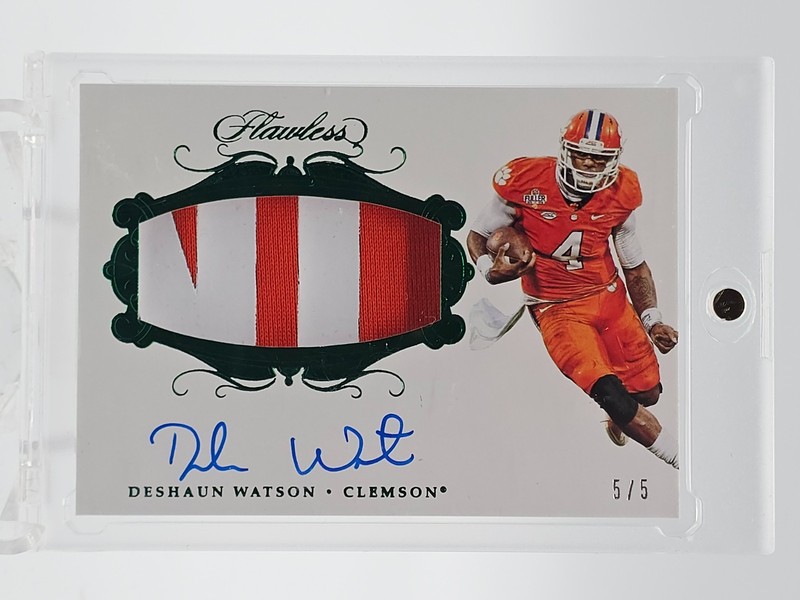 DESHAUN WATSON 2018 FLAWLESS COLLEGIATE EMERALD PATCH AUTO 5/5 CLEMSON Q6029 view 1