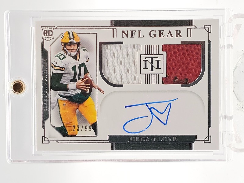 JORDAN LOVE 2020 NATIONAL TREASURES NFL GEAR RPA ROOKIE PATCH AUTO /99 Q6029