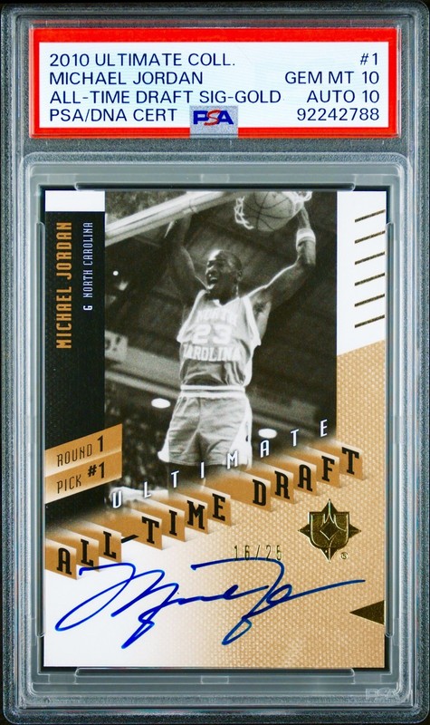 2010-11 UD Ultimate MICHAEL JORDAN #/25 Gold All-Time Draft Auto PSA 10/10 POP 1