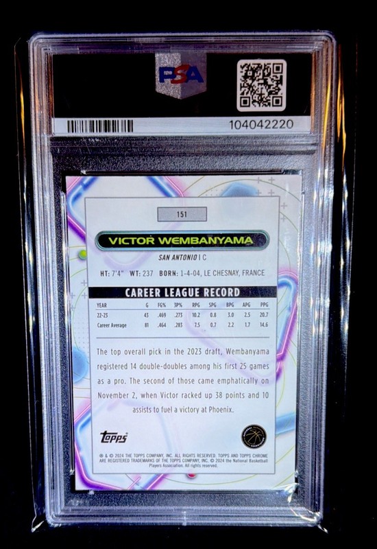 2023-24 Topps Cosmic Chrome - Victor Wembanyama #151 (RC) Psa10 view 2