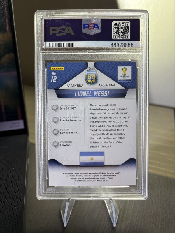 Lionel Messi 2014 Panini Prizm World Cup 1st Year #12 PSA 9 Argentina GOAT view 2