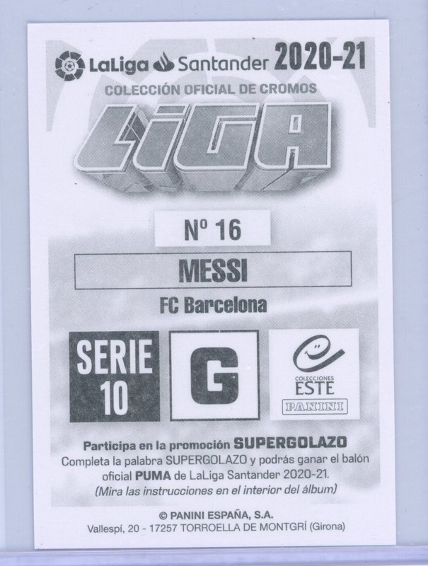 2020-21 Panini Colecciones LIONEL MESSI Series 10 Sticker Spanish BARCELONA W254 view 2