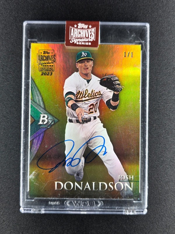 Josh Donaldson 2023 Topps Archives Signature Series Gold Foil 1/1 AUTO ATHLETICS view 1