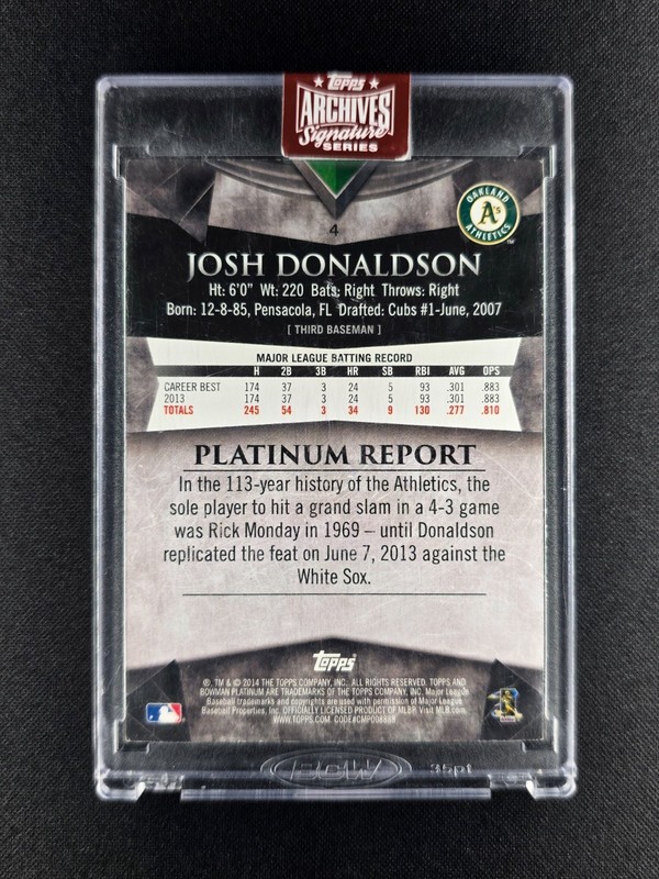 Josh Donaldson 2023 Topps Archives Signature Series Gold Foil 1/1 AUTO ATHLETICS view 2