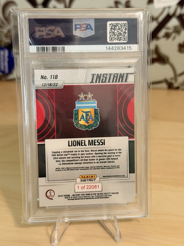 Lionel Messi King Of Qatar PSA 9 Mint Panini Instant Argentina view 2