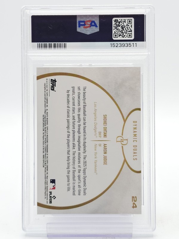 SHOHEI OHTANI / AARON JUDGE 2025 TOPPS DYNAMIC DUALS #24 PSA 10 GEM Q6438 view 2