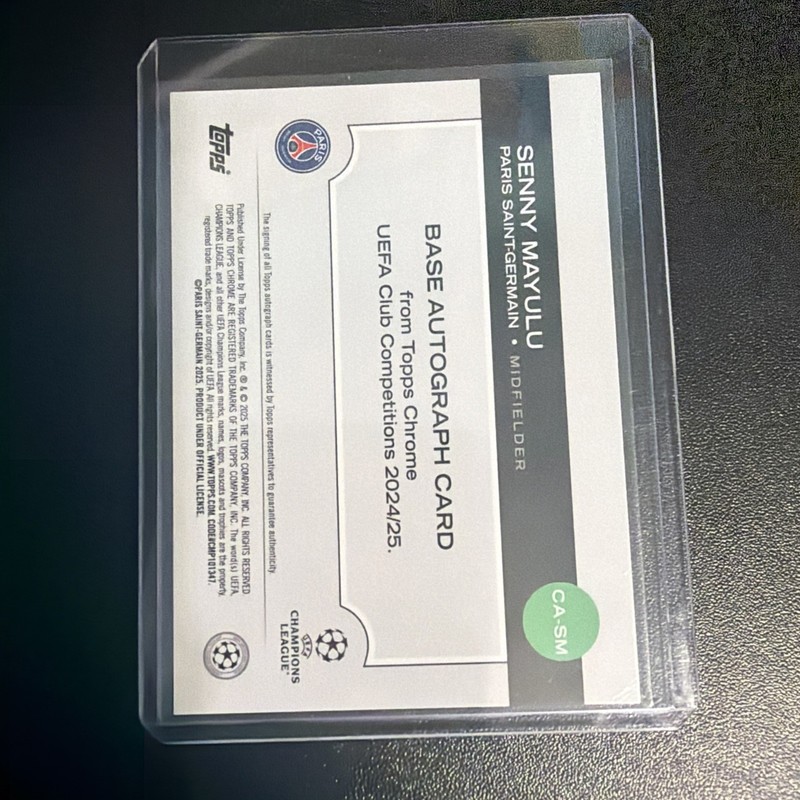 2025 Topps Chrome UCC Chrome Auto RC Senny Mayulu #CA-SM PSG France  view 2
