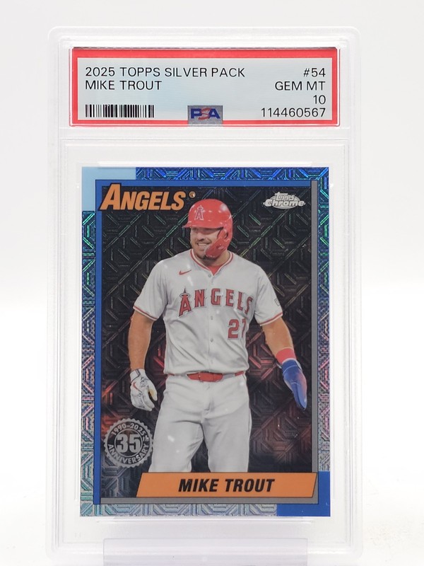 MIKE TROUT 2025 TOPPS CHROME SILVER PACK #54 ANGELS PSA 10 Q6438