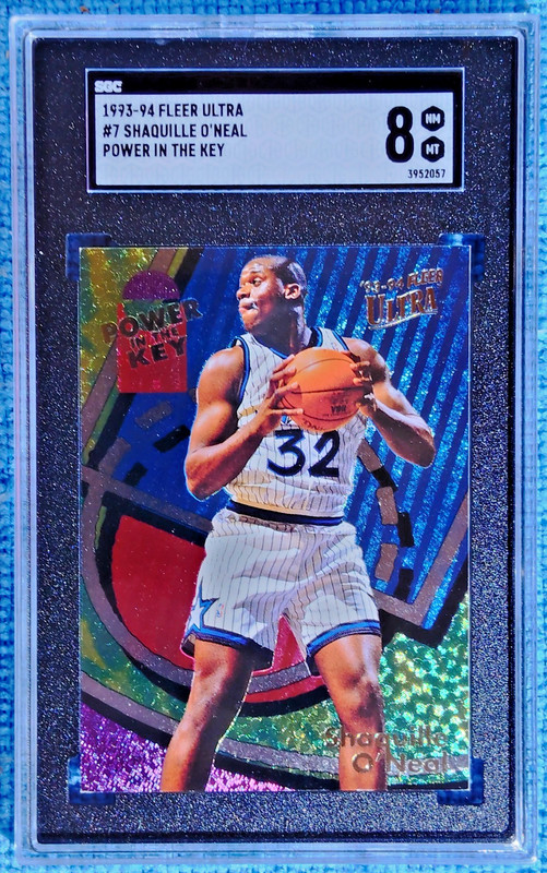 1993 FLEER ULTRA #7  POWER IN THE KEY SHAQUILLE O'NEAL PSA 8 + Shaq Freebies