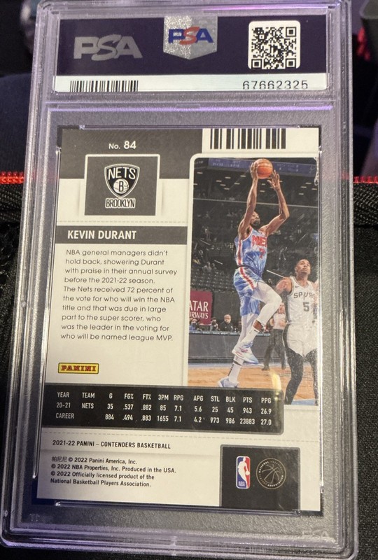 2021-22 Panini Contenders - Kevin Durant #84 Opening Night Ticket PSA 10  1/25 view 2