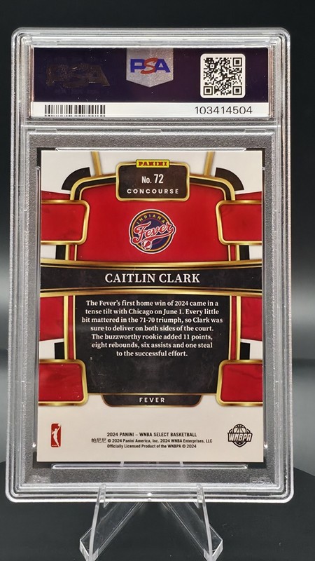 2024 Caitlin Clark RC PSA Panini Select ROOKIE CARD WNBA #72 PSA 9 view 2