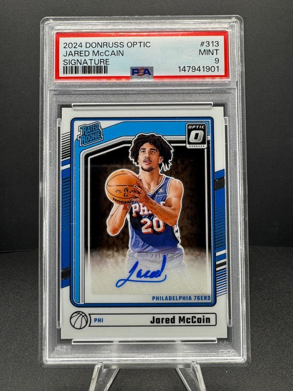 2024-25 Donruss Optic Jared McCain Rated Rookie RC Auto PSA 9 76ers Sixers