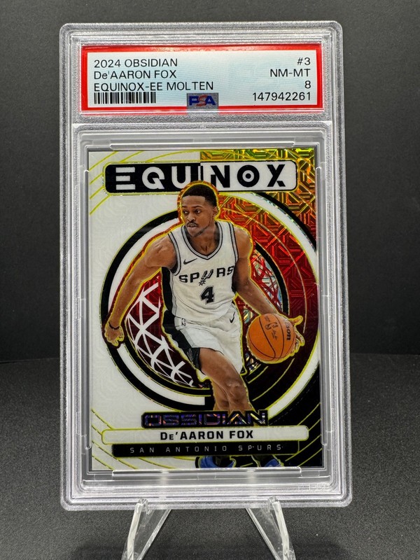 2024-25 Obsidian De’Aaron Fox Equinox Electric Etch Molten /10 PSA 8 Spurs SSP