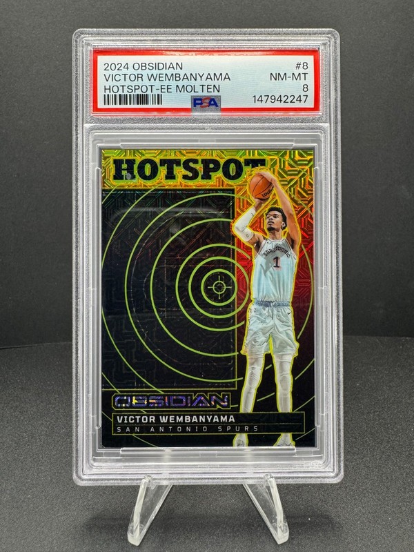 2024-25 Obsidian Victor Wembanyama Hotspot Molten 10/10 BOOKEND PSA 8 Spurs SSP