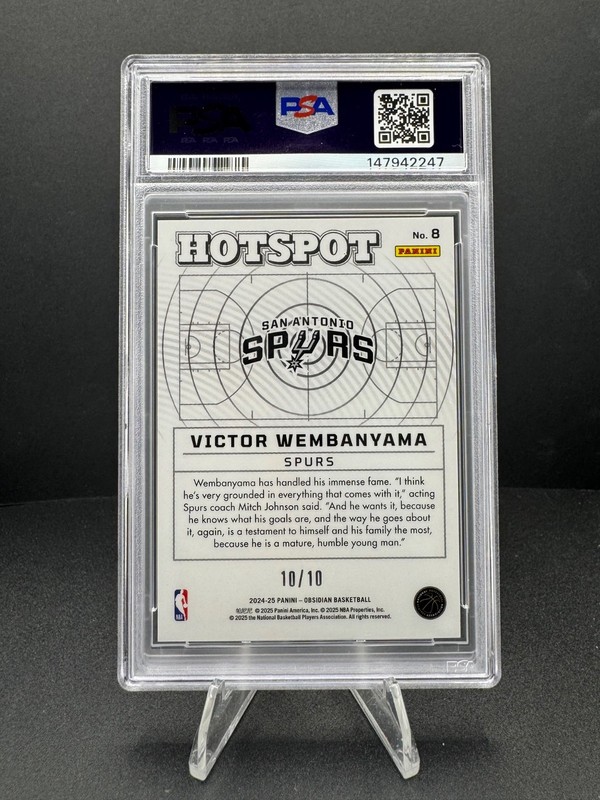 2024-25 Obsidian Victor Wembanyama Hotspot Molten 10/10 BOOKEND PSA 8 Spurs SSP view 2