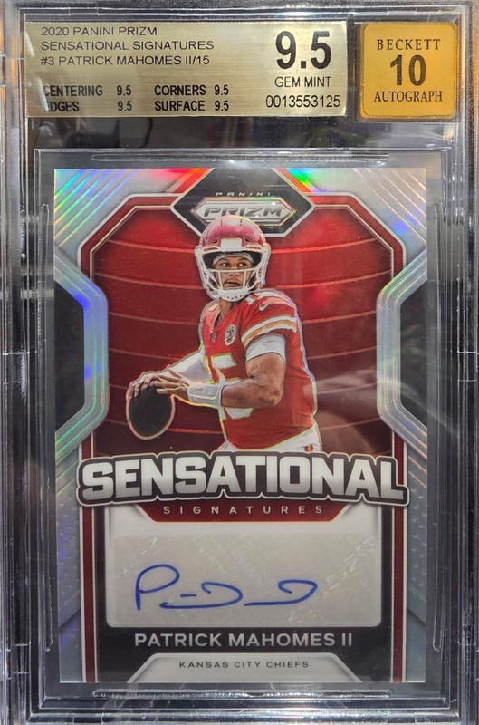 2020 Prizm PATRICK MAHOMES Sensational Signatures 04/15 AUTO 10 BGS 9.5