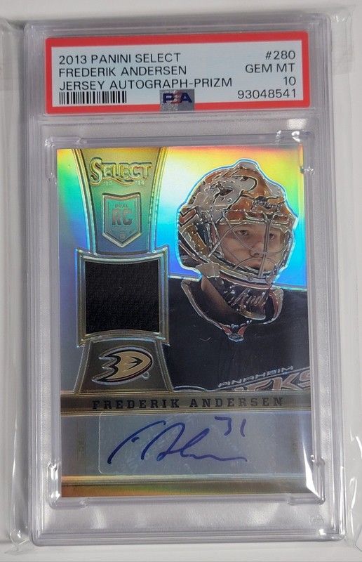 2013-14 Select Frederik Andersen Jersey Prizm Auto /99 PSA 10 Hurricanes Rookie