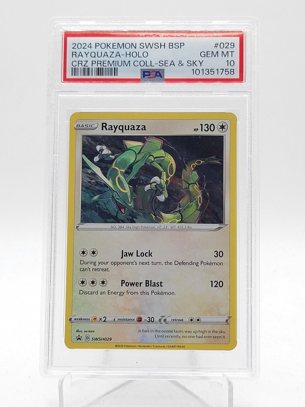 RAYQUAZA 2024 POKEMON SWSH029 CRZ PREMIUM COLL SEA SKY HOLO BSP PSA 10 Q3963