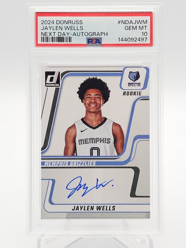 JAYLEN WELLS 2024-25 DONRUSS NEXT DAY AUTO ROOKIE #NDA-JWM PSA 10 QQ0M-628