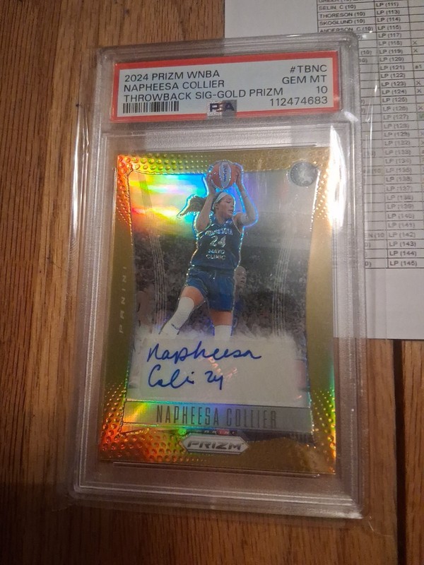 NAPHEESA COLLIER PSA 10 2024 PANINI WNBA PRIZM THROWBACK Gold 6/10 AUTO 