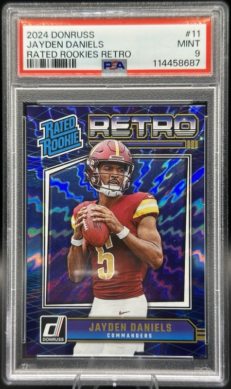 2024 Panini Donruss Jayden Daniels Rated Rookie Retro #11 PSA 9 (RC, Commanders)