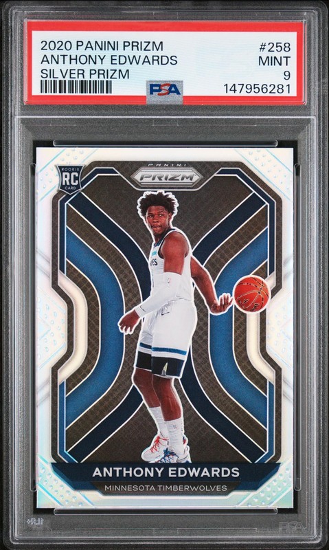 PSA 9 2020 Panini Prizm Anthony Edwards Silver Rookie RC #258