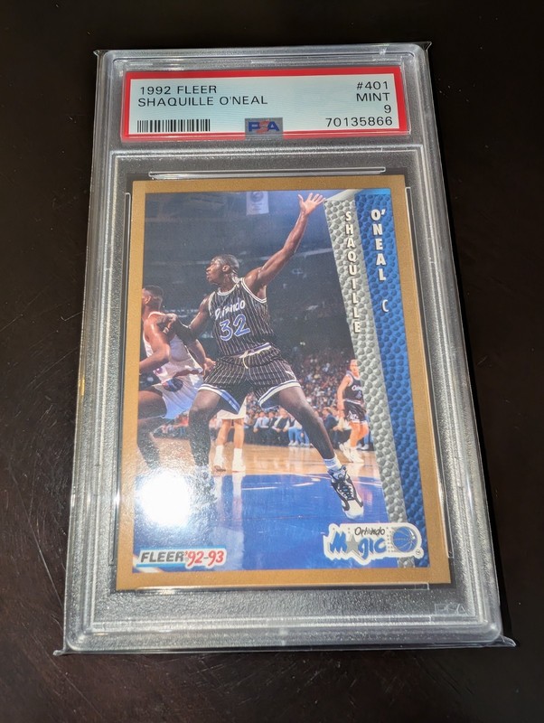 1992 FLEER SHAQUILLE O'NEAL ROOKIE CARD #401 GRADED PSA 9 MINT