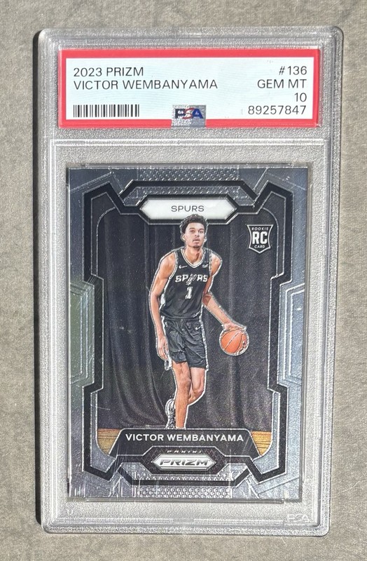 💎2023 PANINI PRIZM 136 VICTOR WEMBANYAMA ROOKIE CARD RC PSA 10 GEM MINT SPURS💎