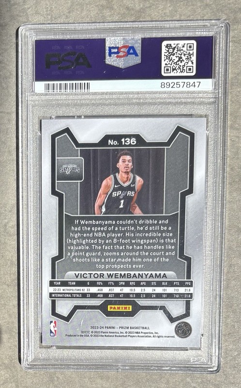 💎2023 PANINI PRIZM 136 VICTOR WEMBANYAMA ROOKIE CARD RC PSA 10 GEM MINT SPURS💎 view 2