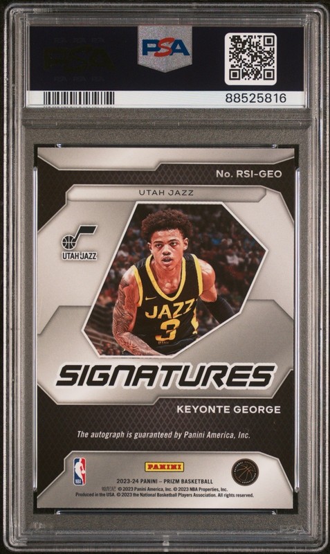 Panini Prizm 2023-24 Keyonte George RC Auto Rookie Signatures #RSI-GEO PSA 7 view 2