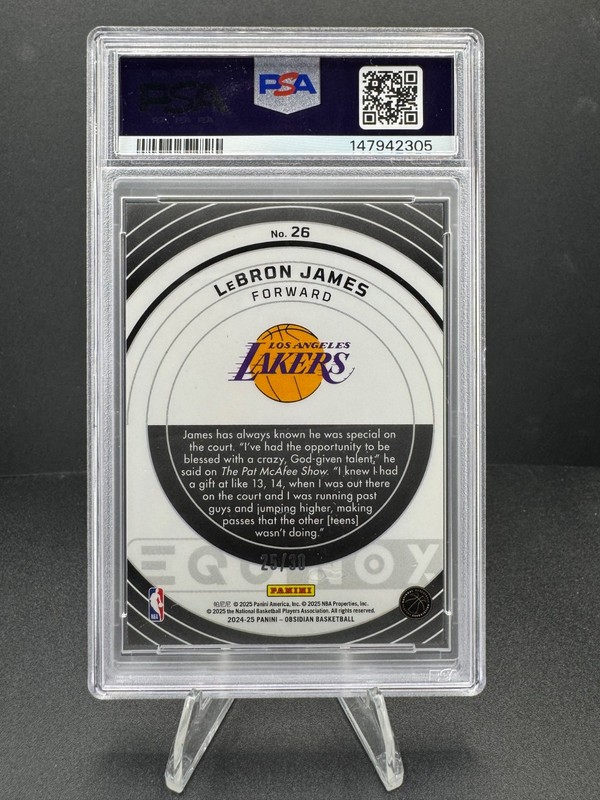 2024-25 Obsidian LeBron James Equinox Fire and Ice /30 PSA 9 LA Lakers SSP view 2