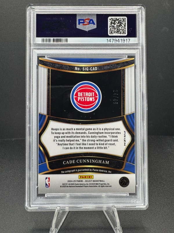 2024-25 Select Signatures Cade Cunningham Auto Blue Prizm /49 PSA 9 Pistons SSP view 2