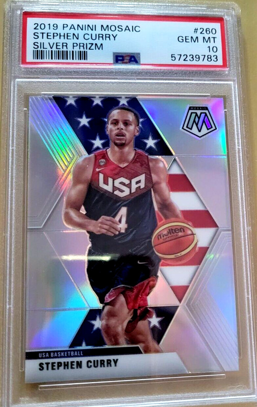 2019 Panini Mosaic Stephen Curry Card #260 - PSA 10 -  USA -  SILVER RPIZM