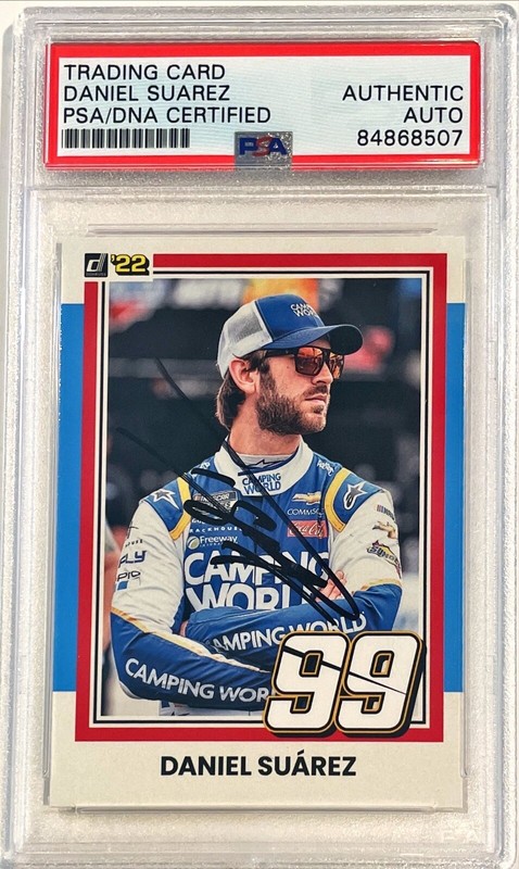2022 Panini Donruss Racing NASCAR Daniel Suarez Signed Auto Card #128 PSA/DNA