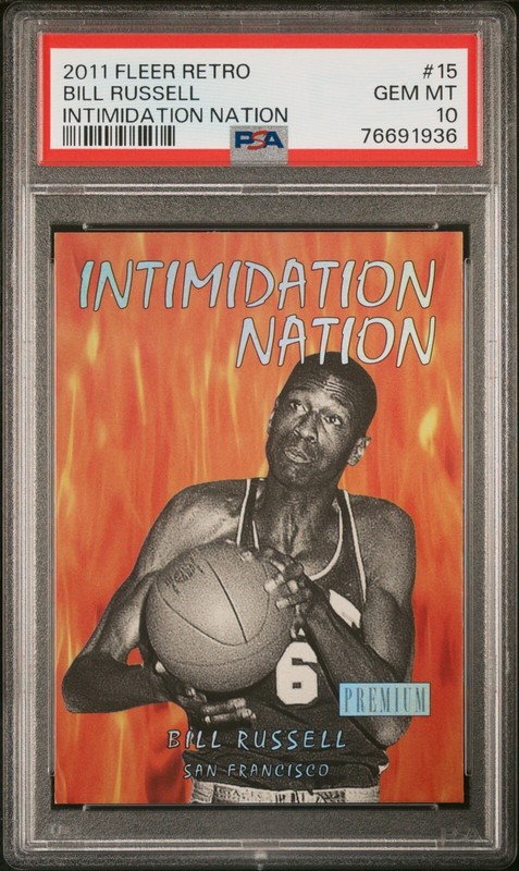 PSA 10 2011 Fleer Retro Intimidation Nation Bill Russell San Francisco Dons Pop4