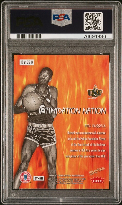 PSA 10 2011 Fleer Retro Intimidation Nation Bill Russell San Francisco Dons Pop4 view 2