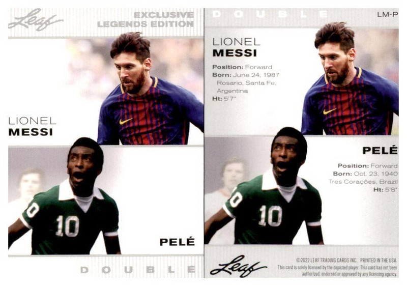 Lionel Messi/Pele2022 "EXCLUSIVE EDITION" SOCCER CARD #LM-P