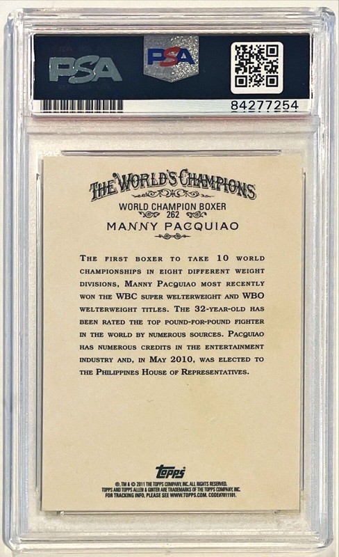 2011 Topps Allen & Ginter Manny Pacquiao Rookie RC Signed Auto Card #262 PSA/DNA view 2