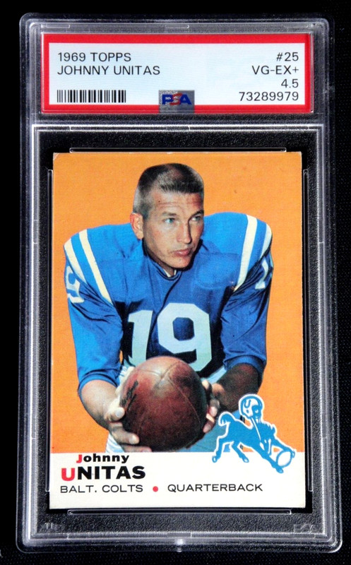 JOHNNY UNITAS 1969 TOPPS PSA 4.5 VG-EX+ FOOTBALL CARD #25 COLTS QB HOF
